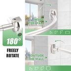 Brushed Nickel Curved Shower Curtain Rod 33-78 Inches Adjustable Splicing Design Curved Shower Rods Round Shower Curtain Rod Rust Proof Stainless Steel Curved Shower Rods For Bathroom Need to Drill