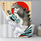 Funny Japanese Cat Funky Anime Japan Bathroom Shower Curtain, 72x72