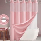 Dynamene Ringless Waffle Weave Fabric Shower Curtain Set, Black, 72"x75"