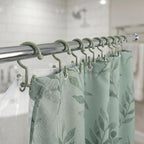 Bathway Green Shower Curtain Hooks, 12 Plastic Double Shower Curtain Rings