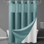 256GSM Heavyweight Ringless Waffle Shower Curtain with Liner, 71x74, White