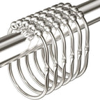 MENGJINGO 12PCS Wide Shower Curtain Hooks Rings, Rust Proof Stainless Steel, Heavy Duty Shower Hooks Rings for Bathroom Shower Rods Curtains Liners, Easy Glide Rollers, Set of 12, Chrome