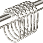 MENGJINGO 12PCS Wide Shower Curtain Hooks Rings, Rust Proof Stainless Steel, Heavy Duty Shower Hooks Rings for Bathroom Shower Rods Curtains Liners, Easy Glide Rollers, Set of 12, Chrome