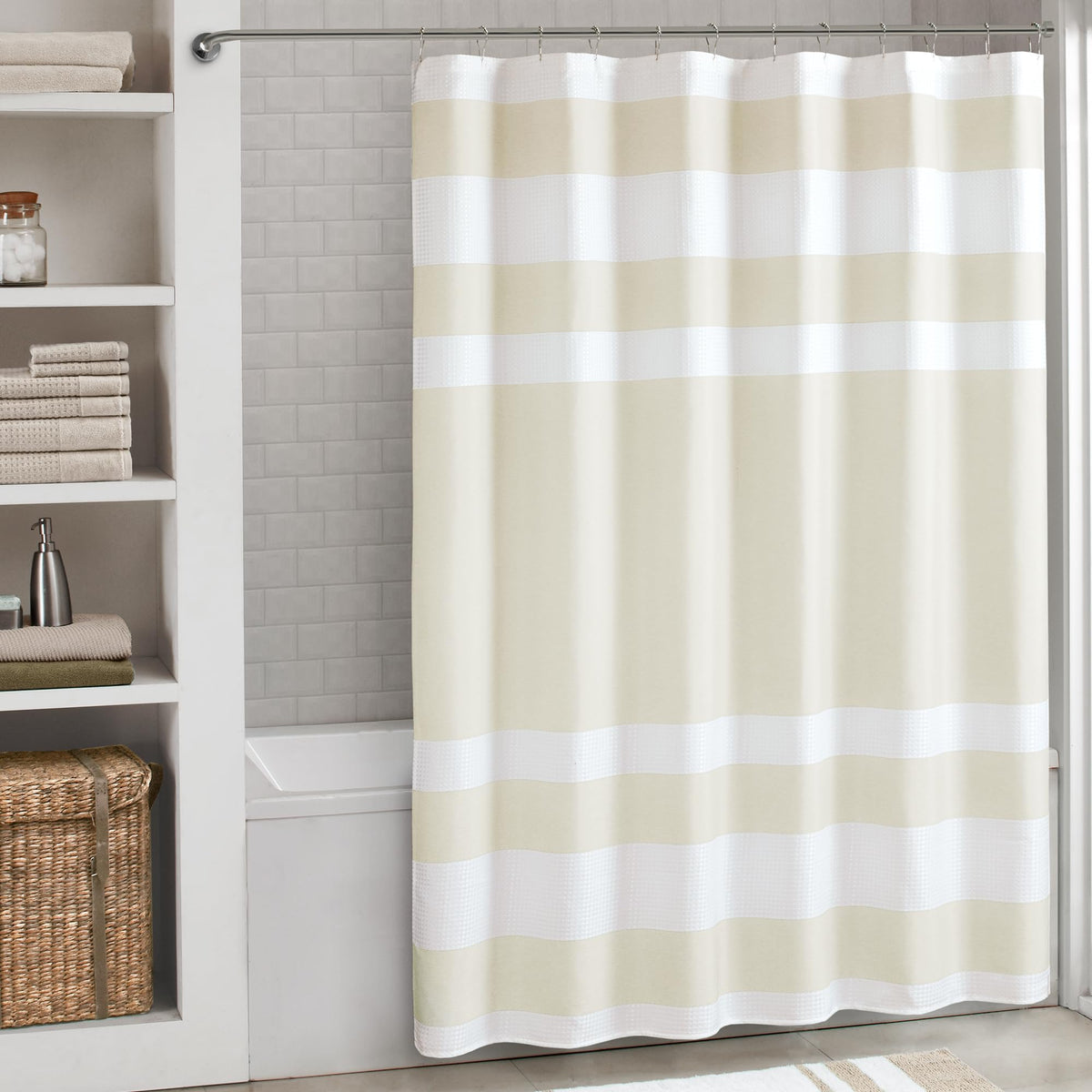 Madison Park Spa Waffle Shower Curtain for Bathroom, 72 x 72, Grey