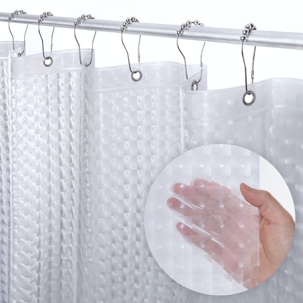 LiBa Shower Curtain PEVA 8G, 72x72 Inch Clear Pebbles with Magnets