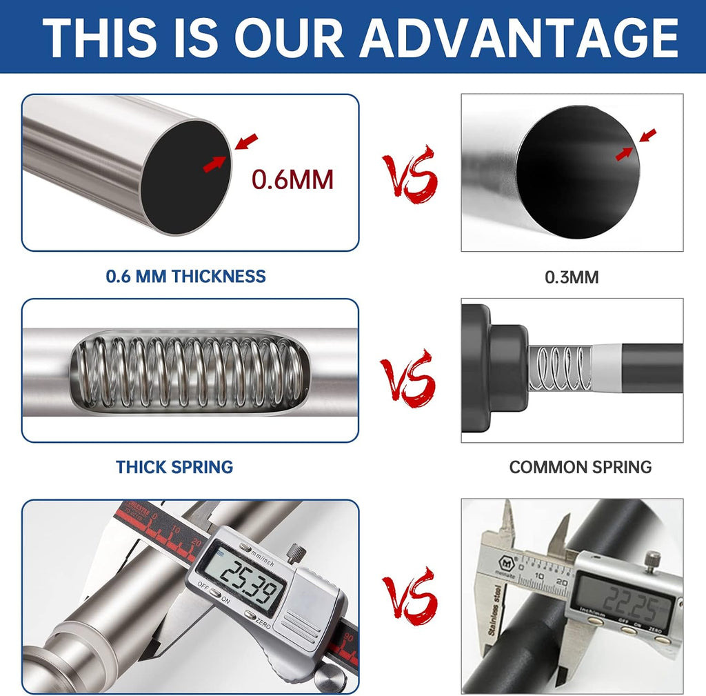BRIOFOX Industrial Shower Curtain Rod - 2-in-1 Design Tension Curtain Rod - Never Rust Non-Slip 43 to 72 Inch 304 Stainless Steel, Brushed Nickel Window Curtain Rod