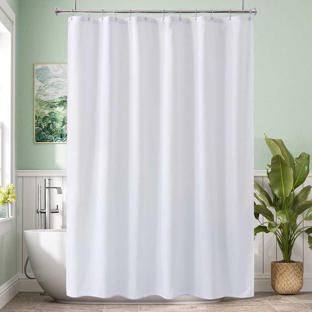Amazer Ivory Shower Curtain Liner, Ivory Fabric Shower Liner, 2-in-1 Bathroom Shower Curtain and Liner, 12 Grommet Holes, Water Proof, Machine Washable, Hotel Quality, 72 x 72 Inches