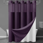 256GSM Heavyweight Ringless Waffle Shower Curtain with Liner, 71x74, White