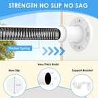 Tension Curtain Rod No Drilling 31-168 In (14ft) 1.1" Dia Adjustable Outdoor White Extra Long Curtain Rods Spring Shower Rods Heavy Duty for Window Bathroom Patio Rust Proof