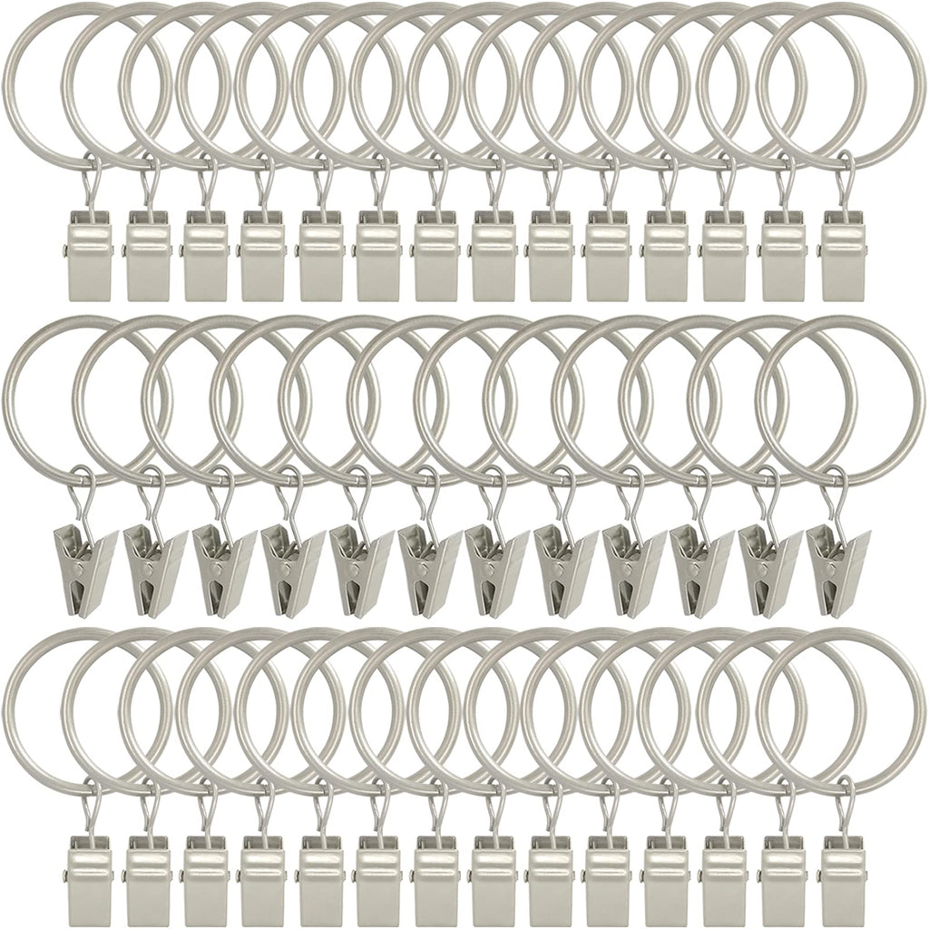 40 Pack Curtain Rings with Clips, Drapery Clips with Rings, Drapes Rings 1.26 in Interior Diameter, Fits up to 1 in Curtain Rod, Black
