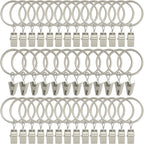 40 Pack Curtain Rings with Clips, Drapery Clips with Rings, Drapes Rings 1.26 in Interior Diameter, Fits up to 1 in Curtain Rod, Black
