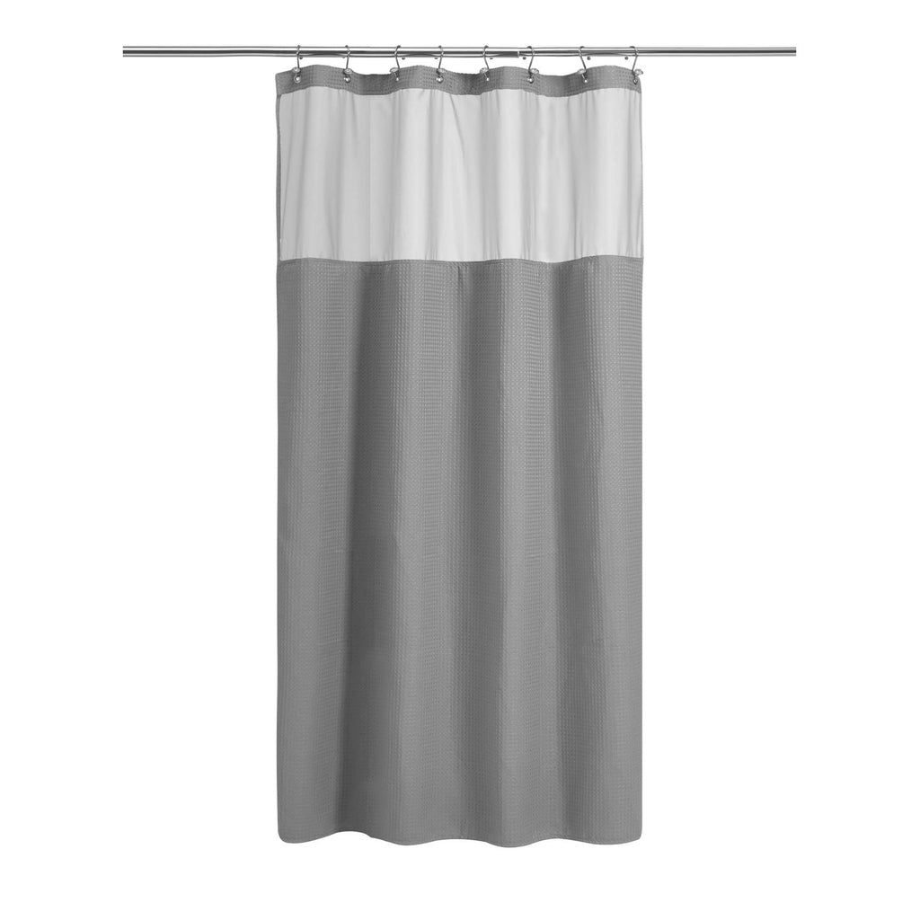 N&Y HOME Stall Waffle Weave Shower Curtain with Snap-in Liner White 36x72