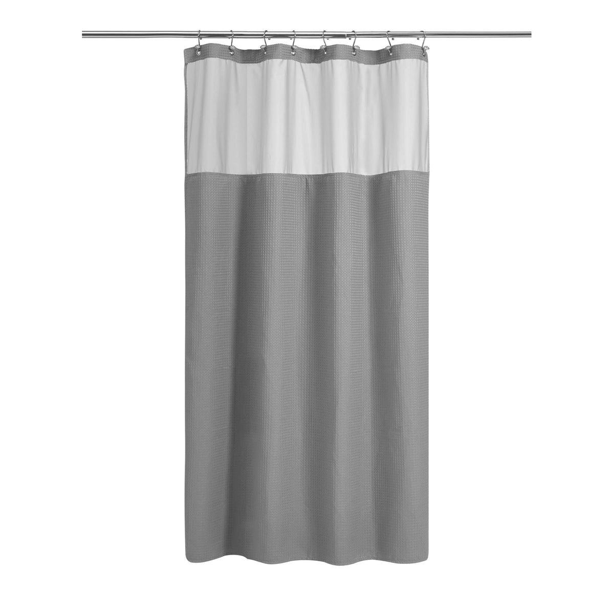 N&Y HOME Stall Waffle Weave Shower Curtain with Snap-in Liner White 36x72