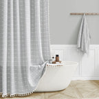 BTTN Sage Green Boho Farmhouse Linen Heavy Duty Shower Curtain Set, 72x72