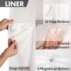 River Dream No Hook Shower Curtain with Snap-in Liner Set, White, 71x74