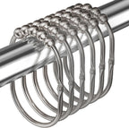 MENGJINGO 12PCS Wide Shower Curtain Hooks Rings, Rust Proof Stainless Steel, Heavy Duty Shower Hooks Rings for Bathroom Shower Rods Curtains Liners, Easy Glide Rollers, Set of 12, Matte Nickel