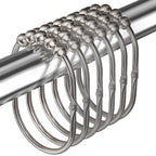MENGJINGO 12PCS Wide Shower Curtain Hooks Rings, Rust Proof Stainless Steel, Heavy Duty Shower Hooks Rings for Bathroom Shower Rods Curtains Liners, Easy Glide Rollers, Set of 12, Chrome