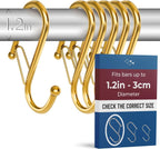 12 Metal Shower Curtain Hooks, Rust-Proof Decorative C-Shaped Curtain Hooks for Bathroom, Chrome Shower Curtain Rings, Fits Rods Up to 1 Inch (C, Silver)