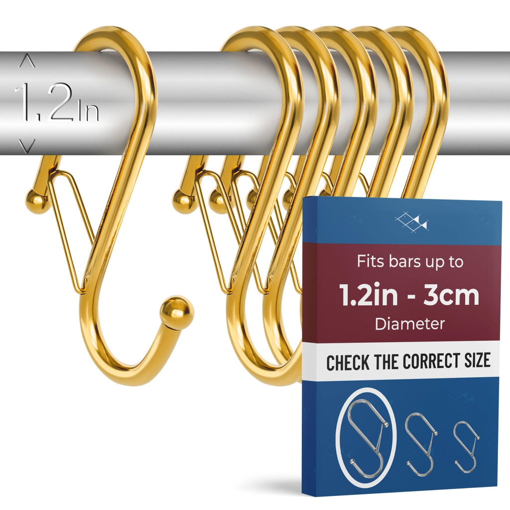12 Metal Shower Curtain Hooks, Rust-Proof Decorative C-Shaped Curtain Hooks for Bathroom, Chrome Shower Curtain Rings, Fits Rods Up to 1 Inch (C, Silver)
