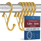 12 Metal Shower Curtain Hooks, Rust-Proof Decorative C-Shaped Curtain Hooks for Bathroom, Chrome Shower Curtain Rings, Fits Rods Up to 1 Inch (C, Silver)