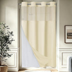 256GSM Heavyweight Ringless Waffle Shower Curtain with Liner, 71x74, White