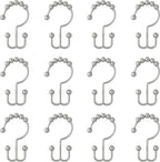 Zenna Home Shower Curtain Hooks, Chrome, Set of 12 – Premium Shower Curtain and Liner Rings with Double Roller Glide and Double-Sided Design – Rust Resistant