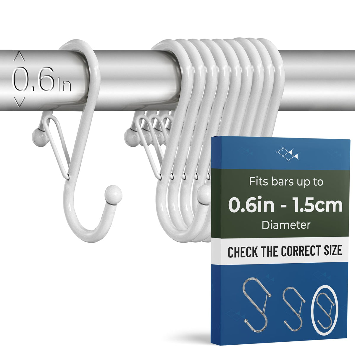 12 Metal Shower Curtain Hooks, Rust-Proof Decorative C-Shaped Curtain Hooks for Bathroom, Chrome Shower Curtain Rings, Fits Rods Up to 1 Inch (C, Silver)