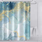 AWERT Blue Marble Shower Curtain - Waterproof for Bathroom Decor, Printed Washable With Hooks, 72x72 Inch