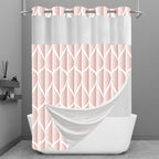 Yiatn Gray Ringless Shower Curtain with Snap-in Liner, 71 x 74 Inch