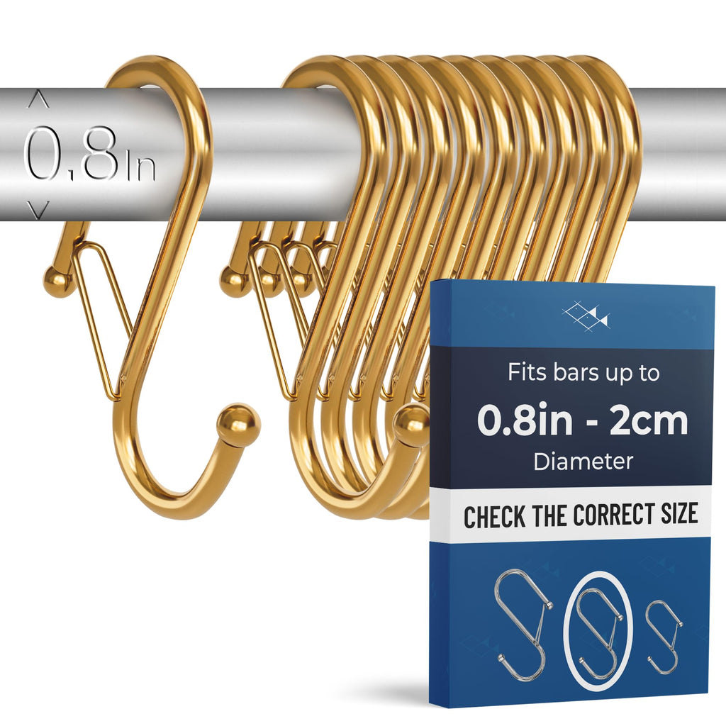 12 Metal Shower Curtain Hooks, Rust-Proof Decorative C-Shaped Curtain Hooks for Bathroom, Chrome Shower Curtain Rings, Fits Rods Up to 1 Inch (C, Silver)