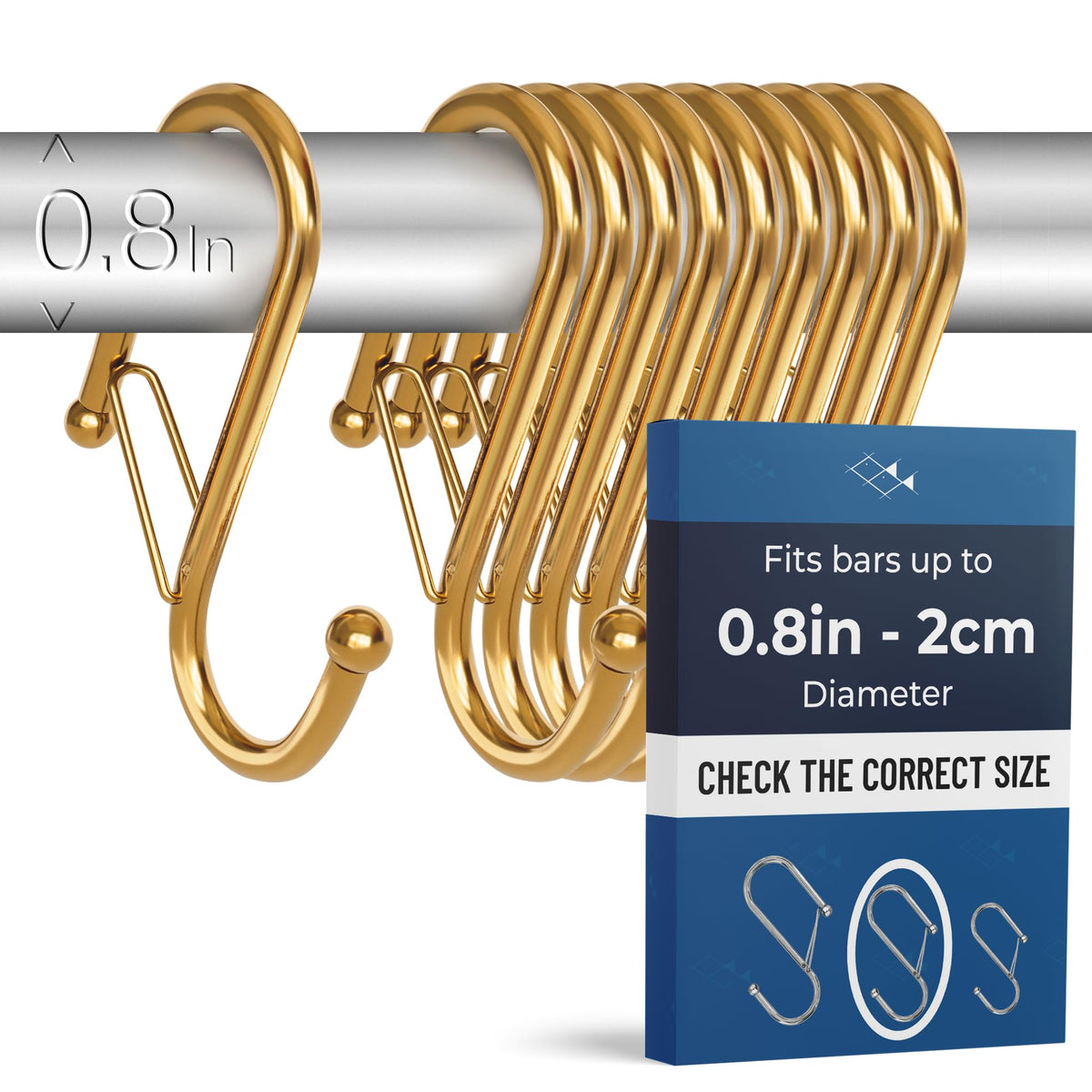 12 Metal Shower Curtain Hooks, Rust-Proof Decorative C-Shaped Curtain Hooks for Bathroom, Chrome Shower Curtain Rings, Fits Rods Up to 1 Inch (C, Silver)