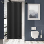 AmazerBath Black Shower Curtain Liner Plastic, Thick PEVA Shower Curtain Black, Dark Shower Liner Heavy Duty 8G, Black Bathroom Curtain Waterproof with 3 Weighted Stones and 12 Grommets, 72x72 Inches