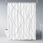 Striped Shower Curtain for Bathroom, Grey White, 72" W x 72" L