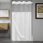 SORTTO Ringless Waffle Shower Curtain with Snap in Liner Set, 71x74, White