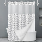 LXBNI Ringless Shower Curtain with Snap-in Liner, Gray White, 71 x 74 Inch