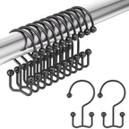 Amazer Shower Curtain Hooks, Decorative Shower Curtain Hooks Rust-Resistant Stainless Steel Shower Curtain Hooks for Bathroom Shower Rod-Set of 12, Polished White