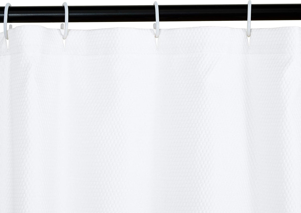 Amazon Basics Lightweight Super Soft Easy Care Microfiber Waffle Texture Shower Curtain , 72" x 72", White