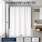 Epica Waterproof Shower Curtain Liner for Bathroom, Metal Grommets (White)
