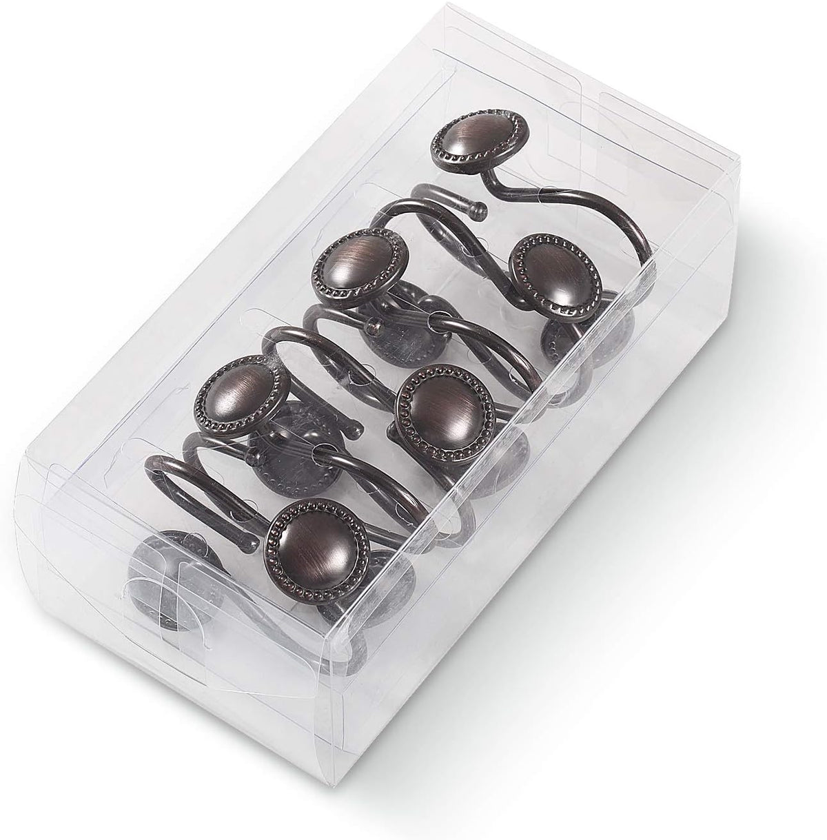 CHICTIE Bronze Shower Curtain Hooks,Oil Rubbed Decorative Shower Rings,Set of 12 Rust Resistant Shower Hooks Hangers for Bathroom Curtains Rods(Oil-Rubbed Bronze)