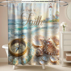 Nautical Green Sea Turtles Beach Theme Fabric Shower Curtain Sets Bathroom Blue Ocean Decor with Grommets and Hooks - 72 x 72 Inch Teal