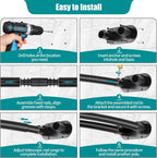 Double Curved Shower Curtain Rod 42 to 72 Inches Elegant Double Shower Curtain Rod Adjustable Wall Mounted Double Shower Curtain Pole for Bathroom (Black, 42 to 72")