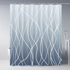 Striped Shower Curtain for Bathroom, Grey White, 72" W x 72" L