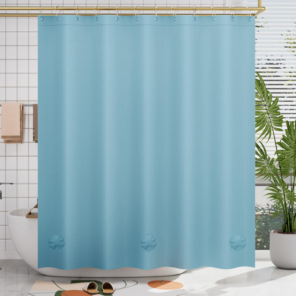 AmazerBath Black Shower Curtain Liner Plastic, Thick PEVA Shower Curtain Black, Dark Shower Liner Heavy Duty 8G, Black Bathroom Curtain Waterproof with 3 Weighted Stones and 12 Grommets, 72x72 Inches