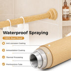 Wood Grain Shower Curtain Rod 31-64 Inch,Heavy Duty Tension Rod,No Drill