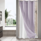 No Hook Weave Fabric Shower Curtain with Snap-in Liner White,72x74