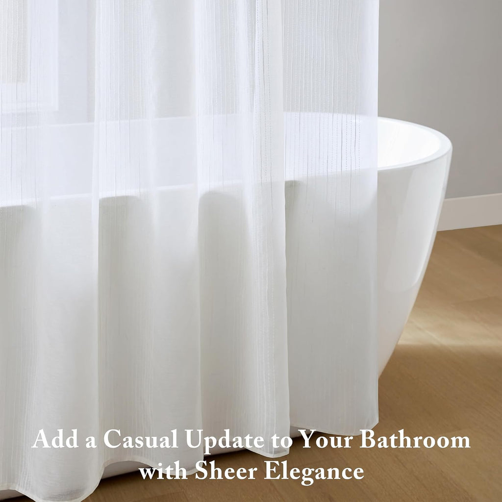 Madison Park Anna Sheer Shower Curtain for Bathroom, 72 x 72, White