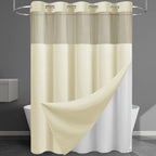 256GSM Heavyweight Ringless Waffle Shower Curtain with Liner, 71x74, White