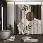 Bathroom Sets with Shower Curtain and Rugs, Set of 4 Geometric Boho