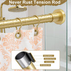 YNL Gold Shower Curtain Rod 32-80 Inch(2.7-6.6ft), Non Slip, Never Rust, No Drill Stainless Steel Spring Tension Shower Rod, Adjustable Tension Rod for Bathroom