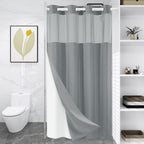 WONICY Hook-Free Shower Curtain with Snap-in Liner, Cream, 71 x 74